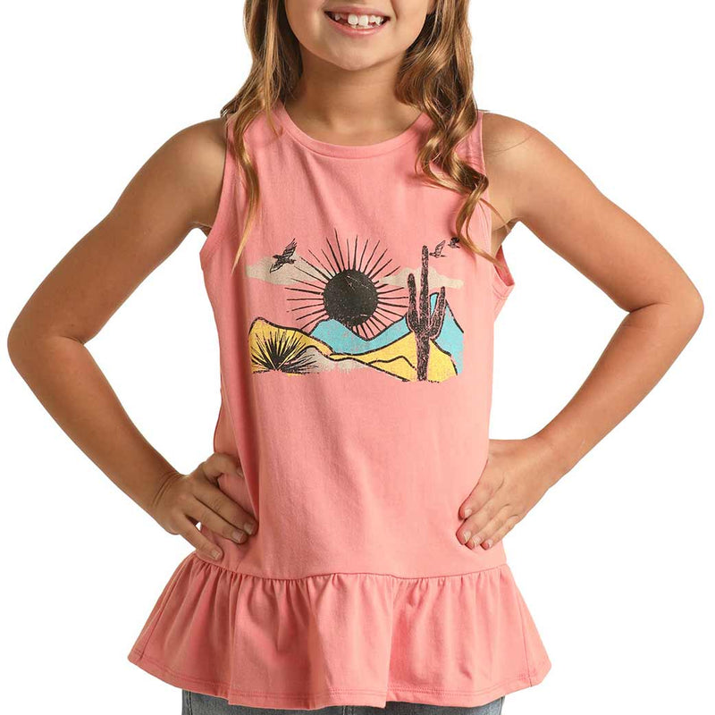 Rock & Roll Cowgirl Girls' Desert Peplum Tank Top