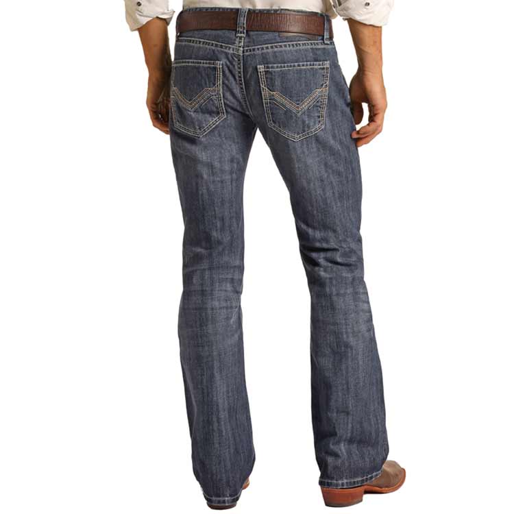 Rock & Roll Denim Men's Pistol Regular Fit Raised Denim V Bootcut Jeans