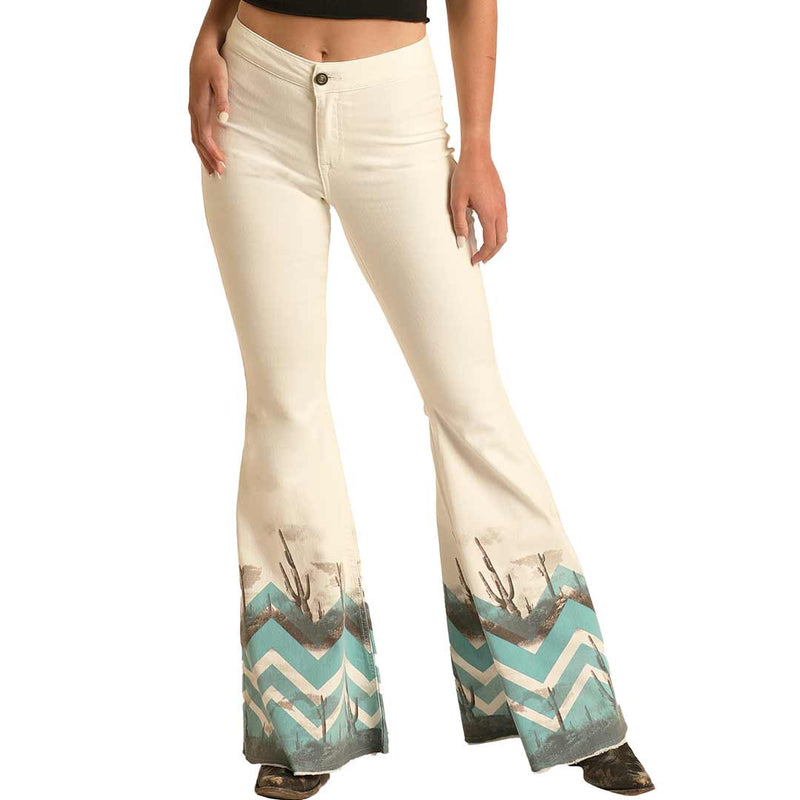 Rock & Roll Denim Women's High Rise Extra Stretch Desert Print Bell Bottom Jeans