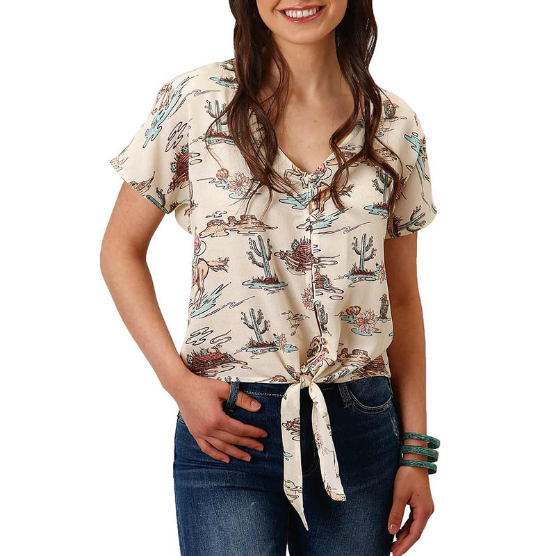 Roper Women's Desert Print Button Blouse