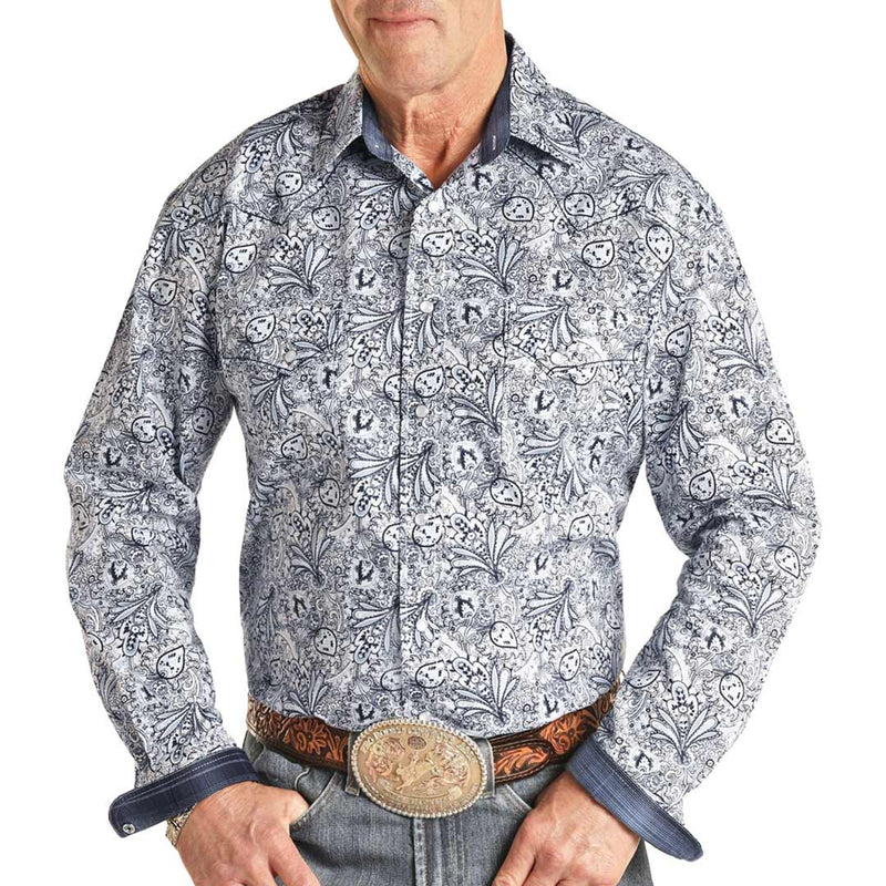 Rough Stock Men's Floral Print Snap Shirt