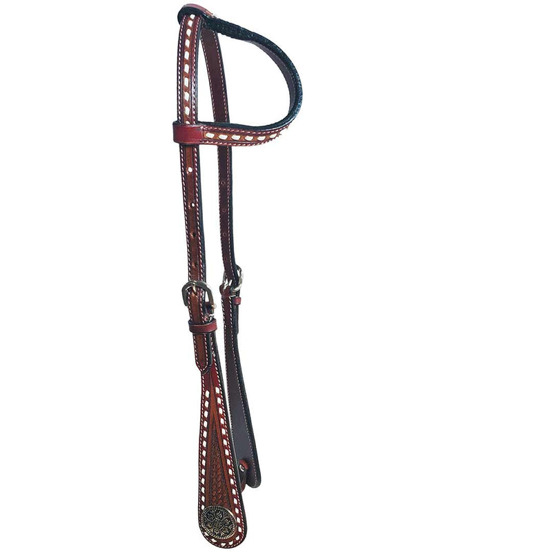 True North Trading Basketweave White Stitched One Ear Headstall