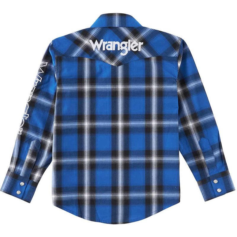 Wrangler Boys' Logo Plaid Snap Shirt