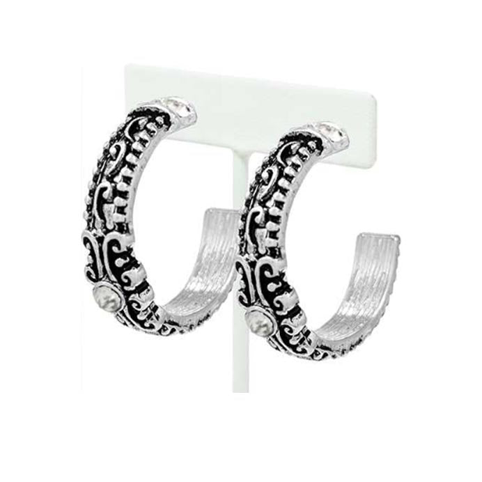 Wyo-Horse Tooled Hoop Earrings