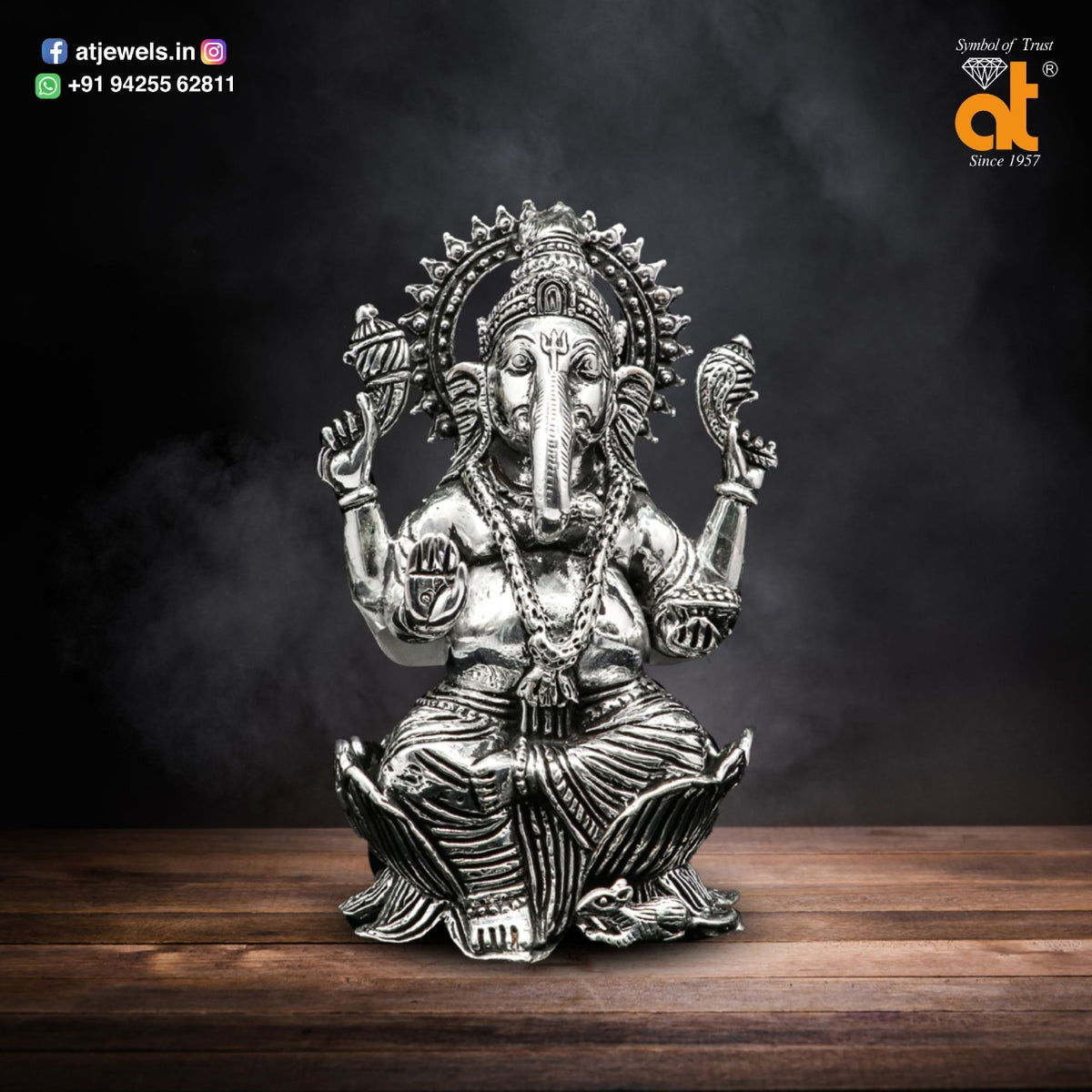 Silver Lord Ganesh Idol – atjewels.in