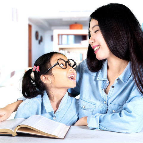 woman talking to her child