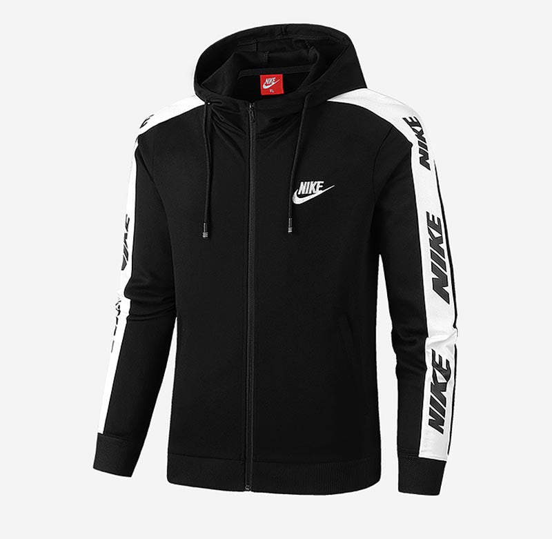 Felpa Nike con zip e bande laterali bianche – Eliseo_Clothing