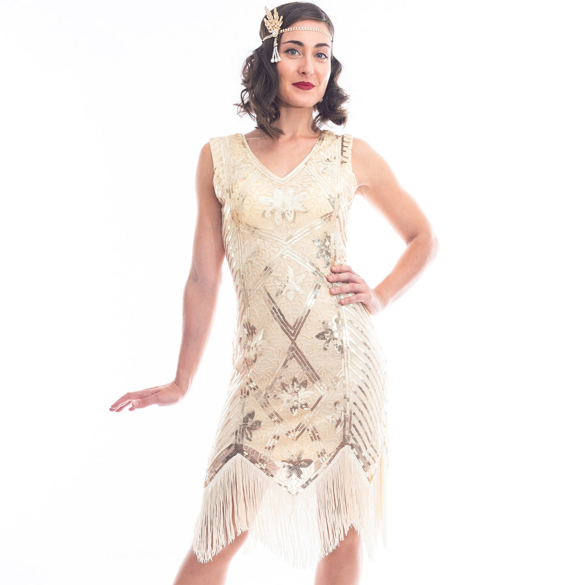 rose gold 1920s dress