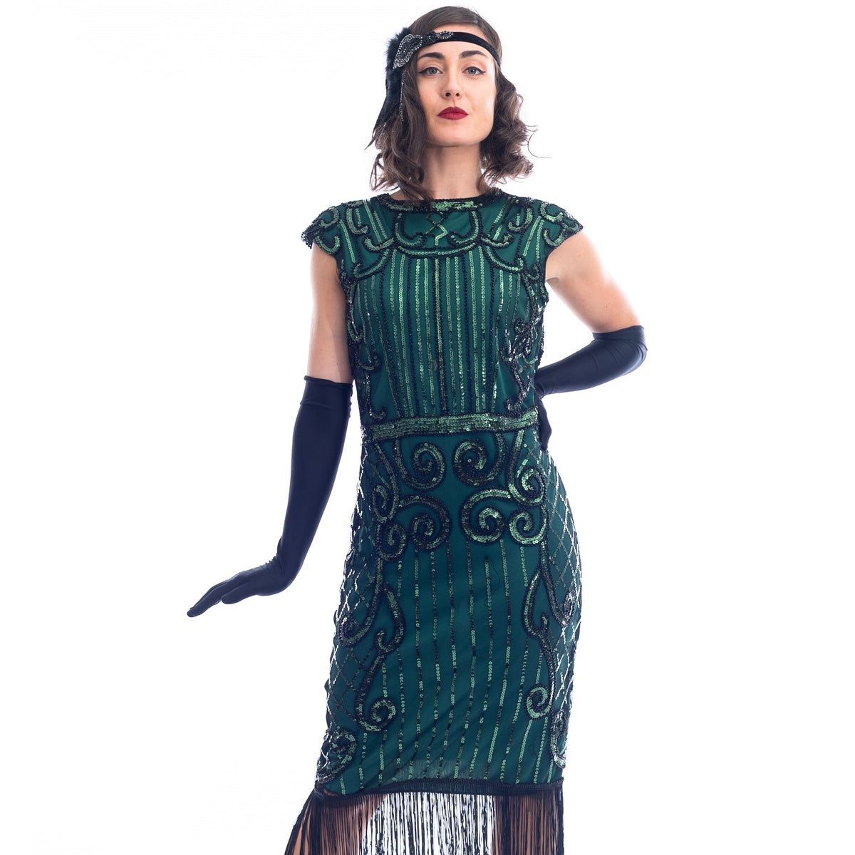 green flapper dress