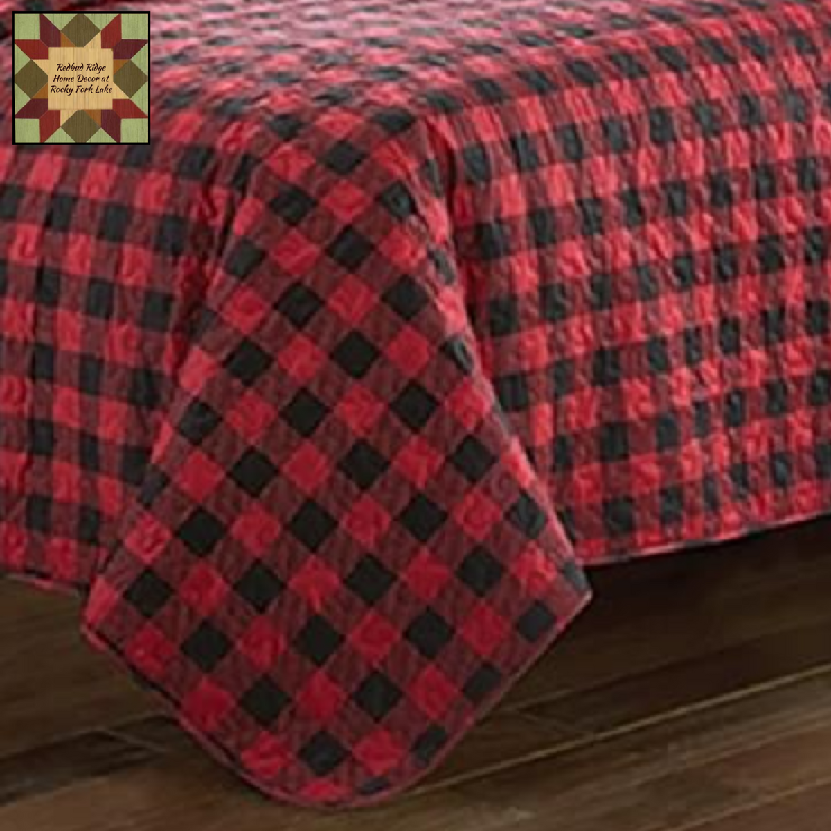 Buffalo Plaid Check Red & Black King or Queen 3 pc Bedding Set 