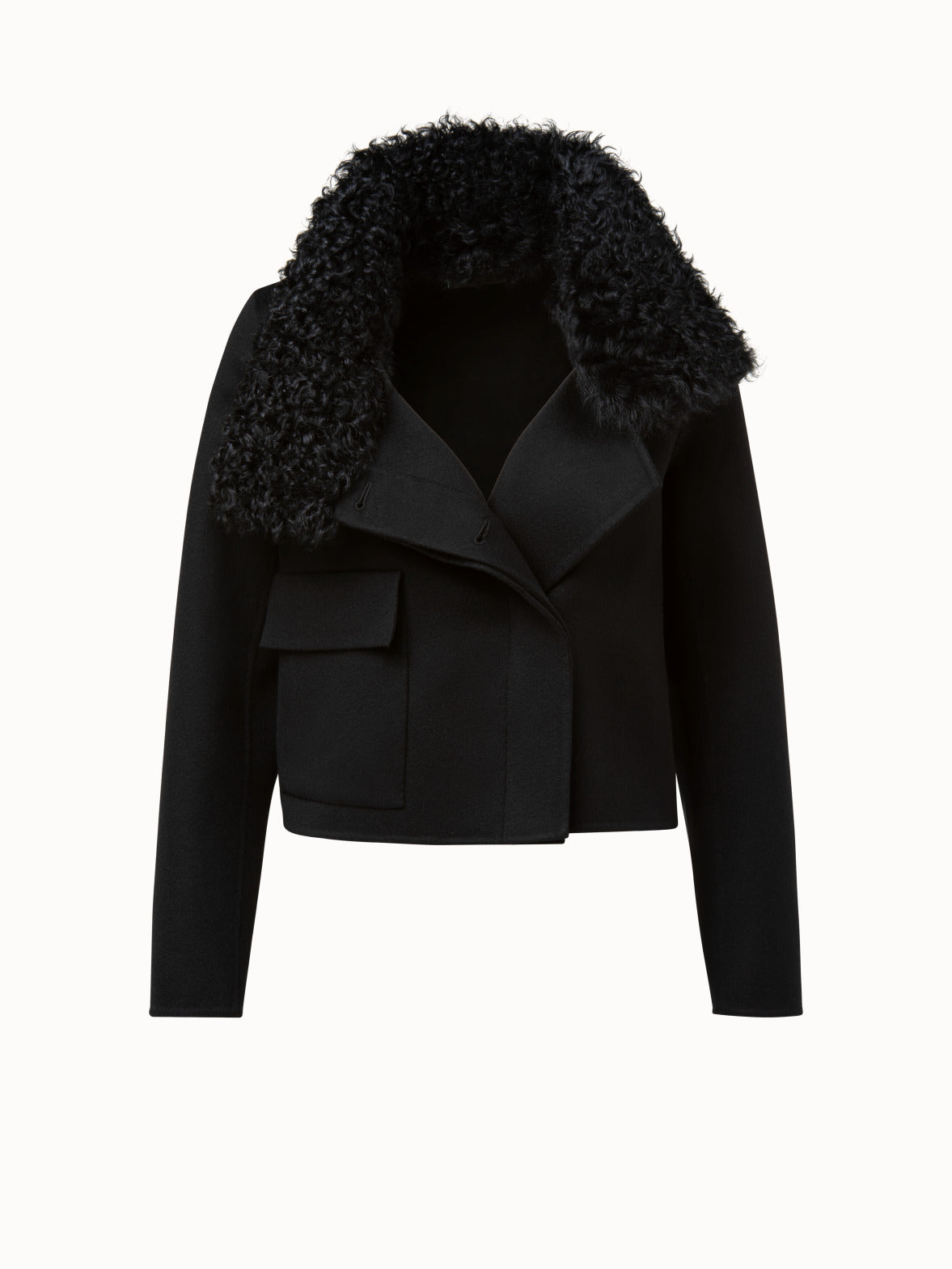 Akris® Official – Short Cashmere Jacket with Shearling Collar