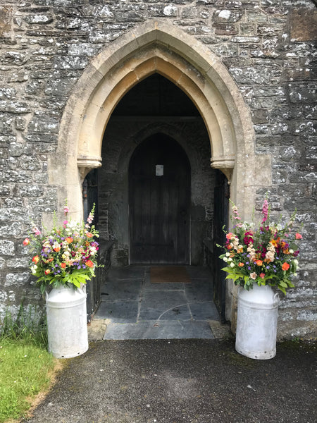 church entrance flowers
