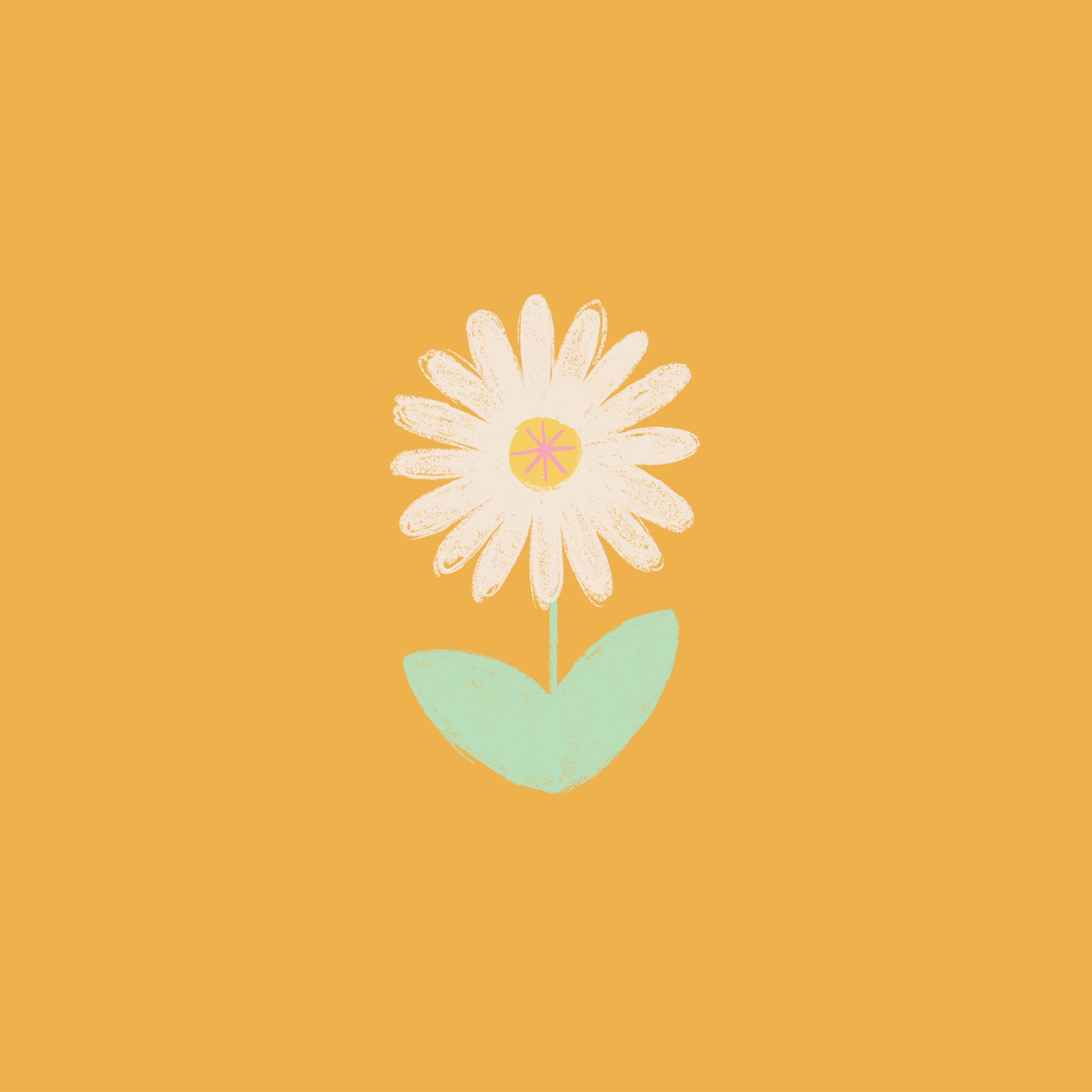 Illustrated daisy on mustard background tablet wallpaper