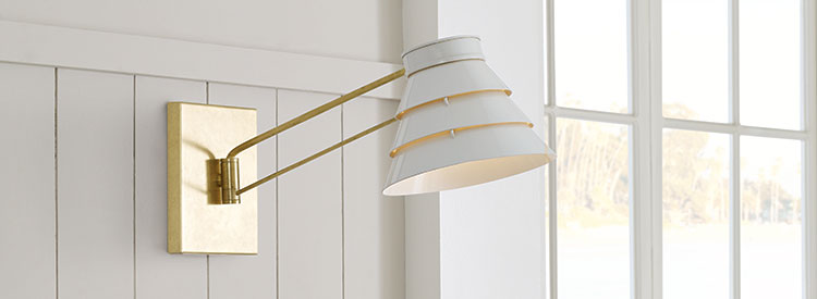 Swing arm sconce in the bathroom