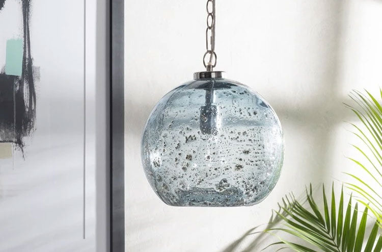 Globe shade on Surya pendant MIT-005