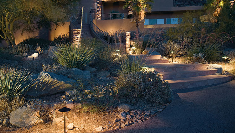 Add depth and levels to outdoor spaces with path lighting.