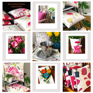 Handmade cushion - pink, green, floral, watercolour effect cushion -