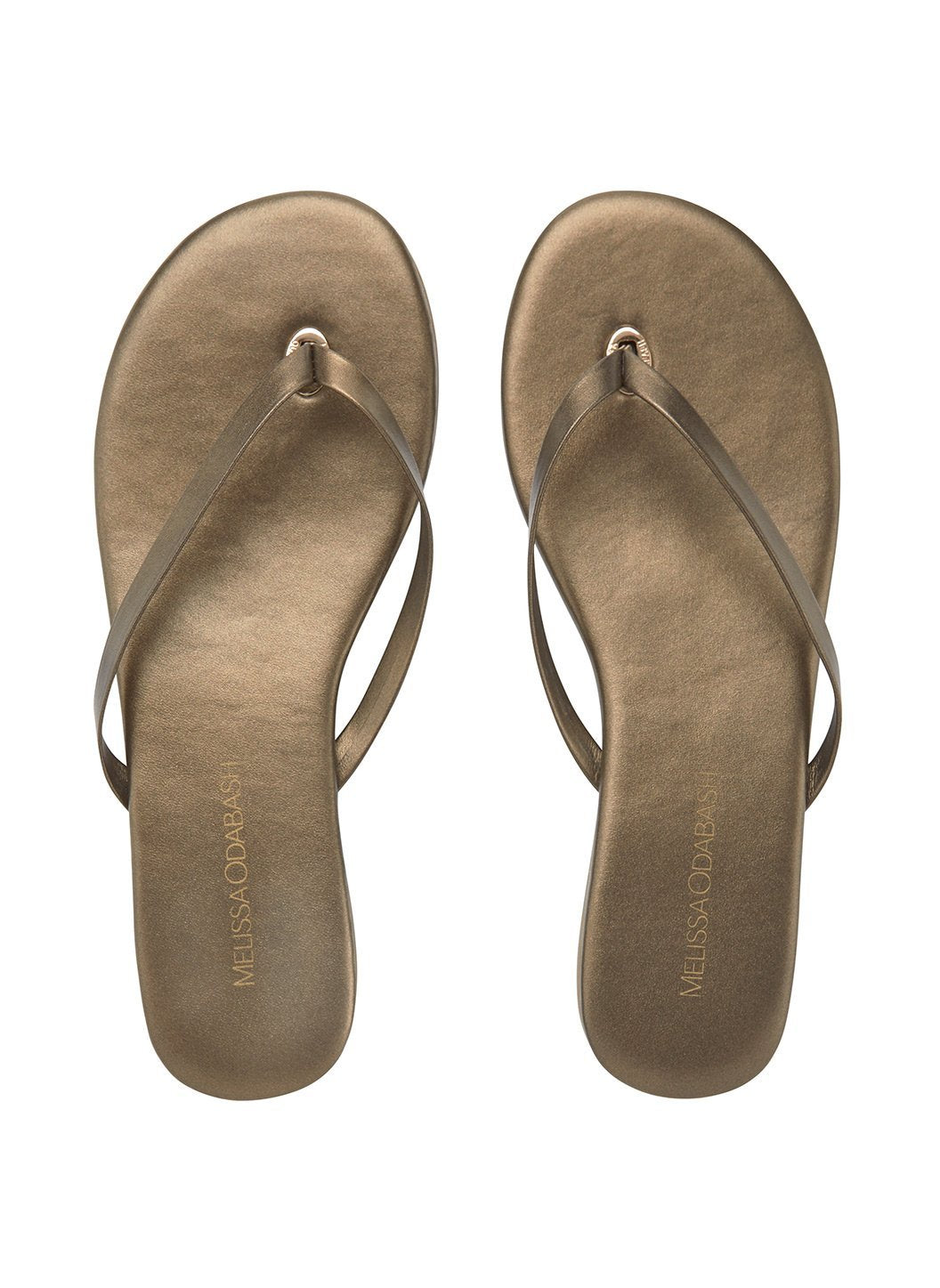 bronze flip flops