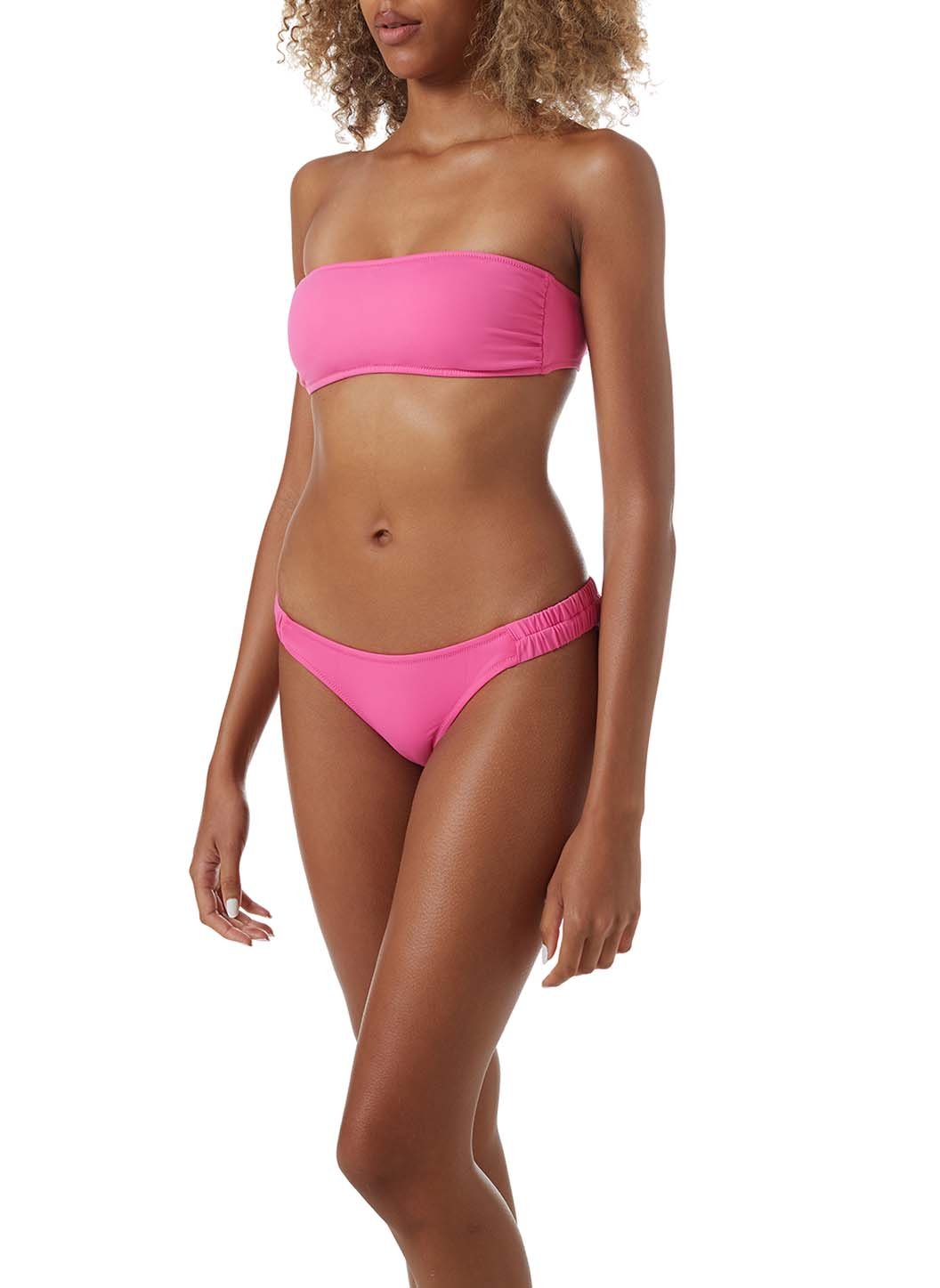 straal hanger Leia Melissa Odabash Trieste Hot Pink Ruched Bandeau Bikini | Official Website