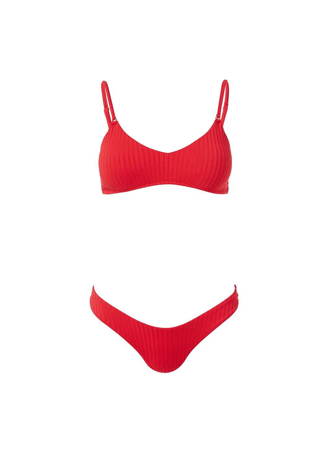 tekort Interpunctie tellen Melissa Odabash Vienna Red Ribbed High Leg Bralette Bikini Top | Official  Website
