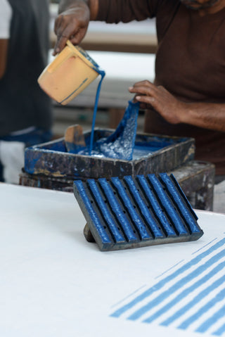 small batch hand block printing from Molly Mahon using water based inks