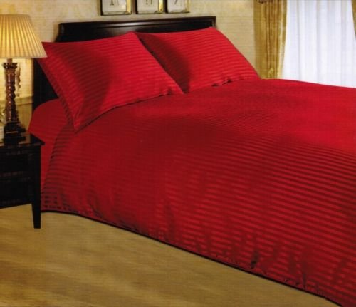 Viceroy Bedding King Size Red Satin Stripe Duvet Cover And