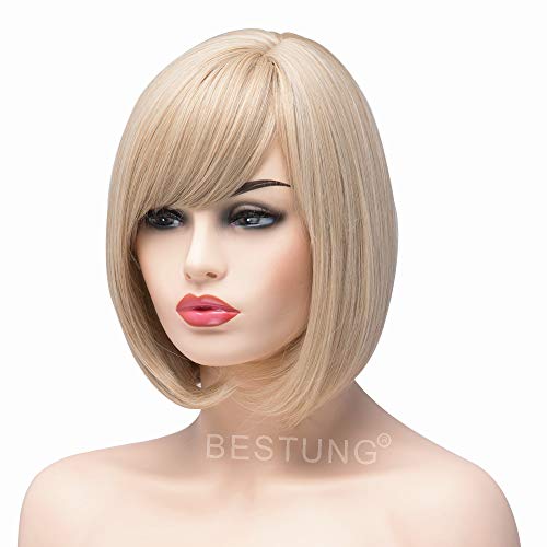 Bestung Short Bob Straight Blonde Mixed Wigs For Women Ladies