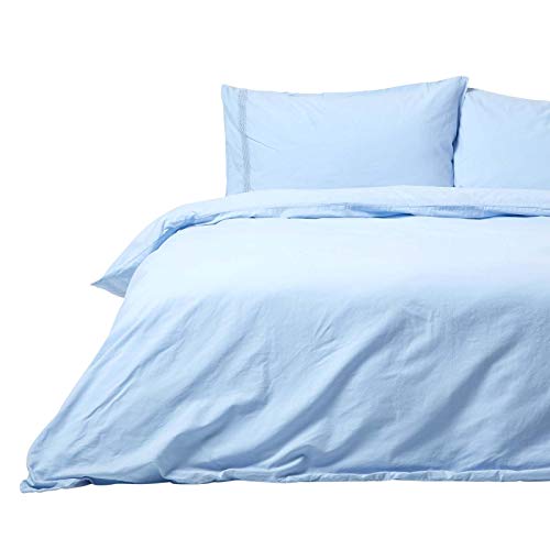 Homescapes Light Blue Stonewashed Duvet Cover Set Plain 100