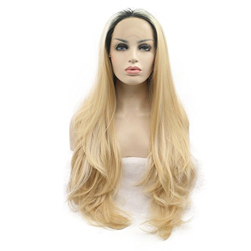 High Temperature Blonde Wig Ombre Short Dark Roots Two Tone