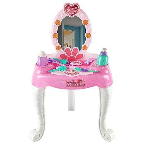 Guaranteed4less Girls Make Up Desk Toy Play Set Pink Vanity Table