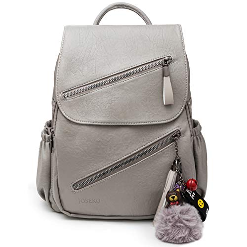 Rucksack Handbag Ladies JOSEKO Anti-Theft Backpack Bag Travel Shoulder Bag Leisure PU Leather Daypack Tassel handbag With Adorable Bear Lightweight Purse Black
