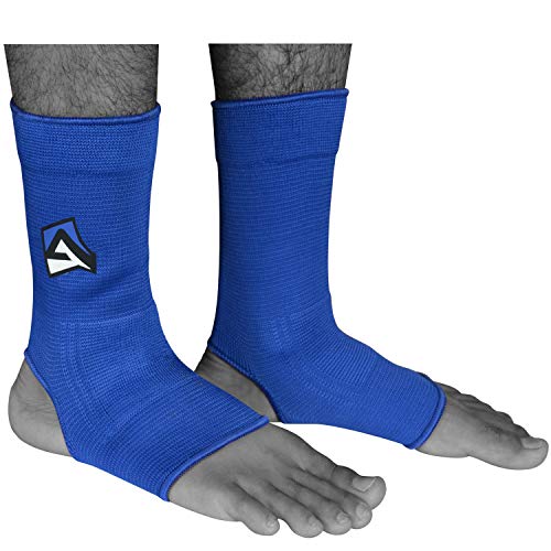 AQF MMA Ankle Support Muay Thai Foot Brace Guard Kick Boxing Sprains Achilles Tendon Pain Relief Protector Elasticated Breathable Compression Sleeve 