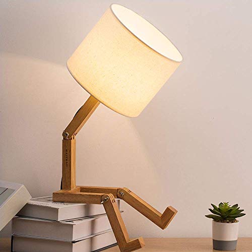 Haitral Bedroom Table Lamp Fun Desk Lamps With Wooden Base