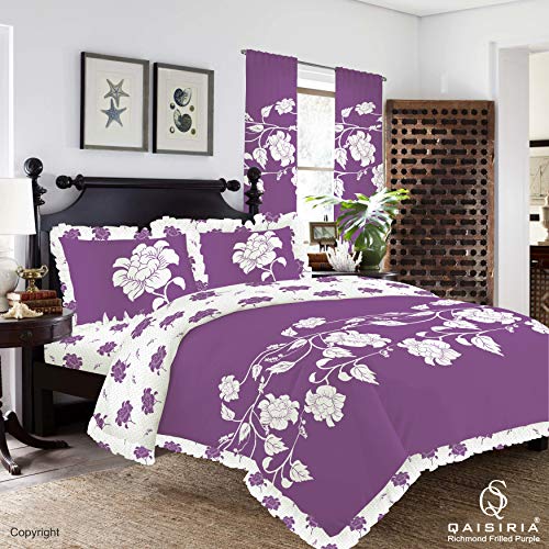 Qaisiria Richmond Purple Frilled Duvet Cover With Pillow Cases And