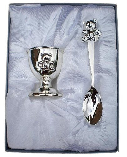 baby silver cup and spoon