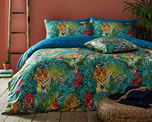 Riva Paoletti Kanha Double Duvet Cover Set Teal Blue Colourful