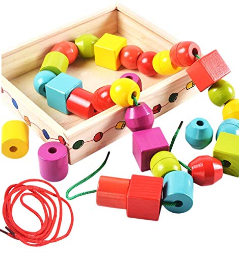 wooden threading beads for toddlers