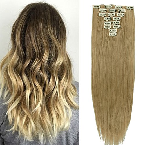 8 Pieces Hair Extensions Straight Clip In Full Head Hairpiece