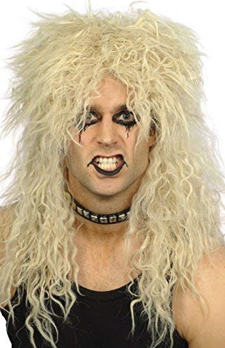 Ladies Mens 80s Blonde Mullet Rock And Roll Music Star Fancy Dress