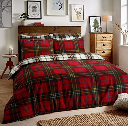 Lyallpur Flannelette 100 Brushed Cotton Tartan Check Duvet Cover