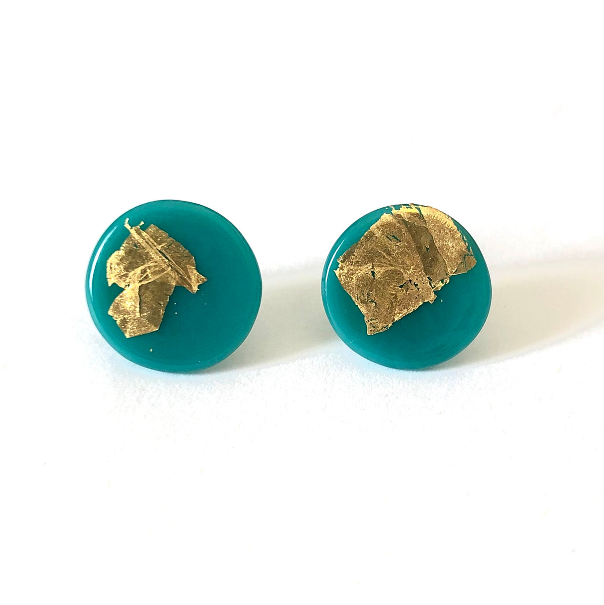 teal stud earrings