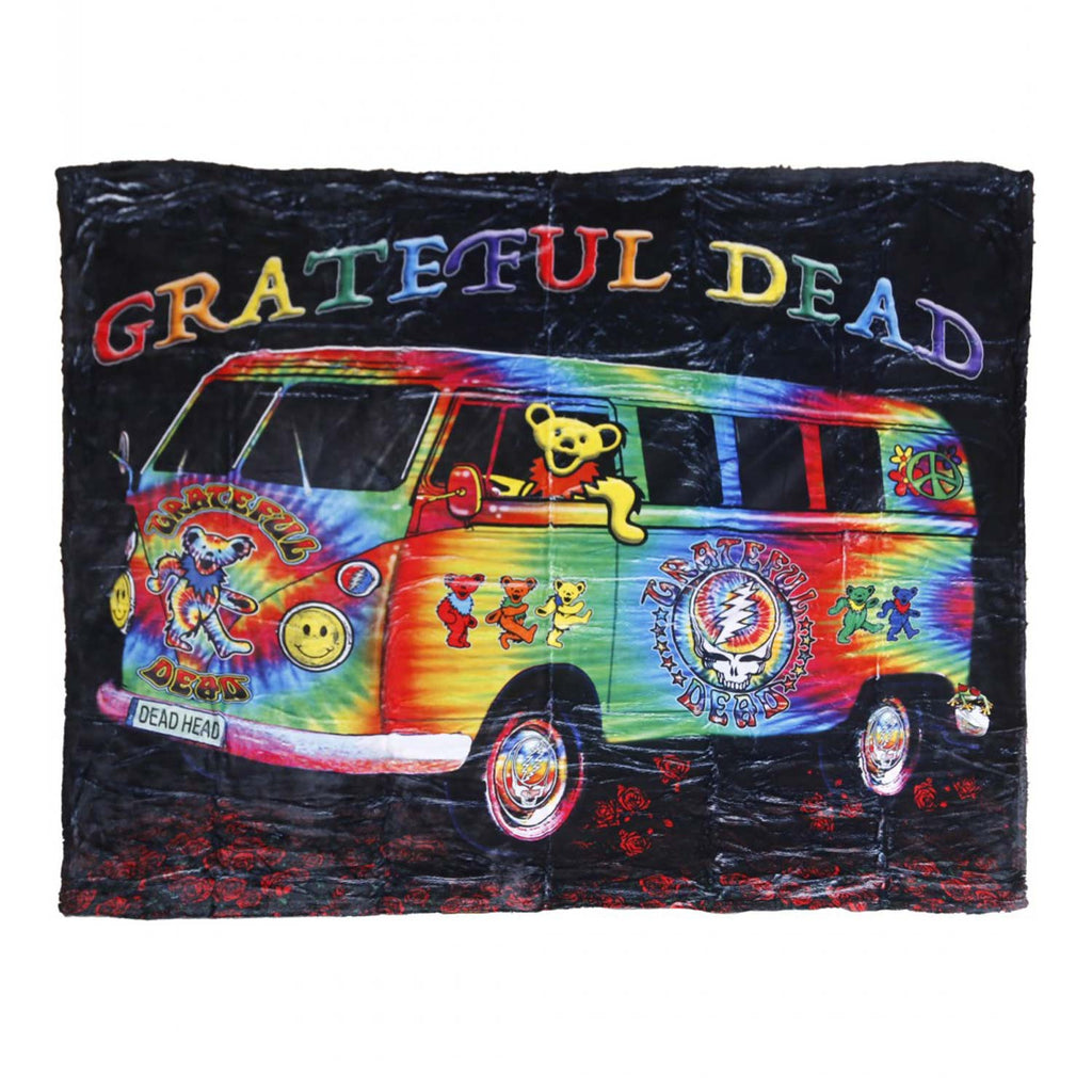Grateful Dead Tie Dye Van Plush Blanket 