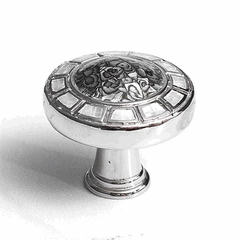 1 1/2 Inch Symphony Fair Isle Imperial Shell Round Knob (Polished Nickel Finish)
