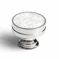 1 3/8 Inch Symphony Inlays Mother of Pearl Round Knob (Polished Nickel Finish)