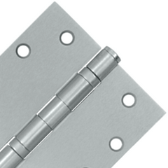 4 1/2 Inch x 4 1/2 Inch Double Ball Bearing Steel Hinge (Square Corner, Brushed Chrome Finish)