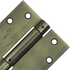 4 1/2 Inch x 4 1/2 Inch Steel Spring Hinge (Square Corner, Antique Brass Finish)