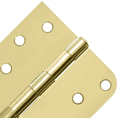 4 Inch x 4 Inch Steel Hinge (5/8 Radius x Square Corner, Polished/Brushed Brass Finish)