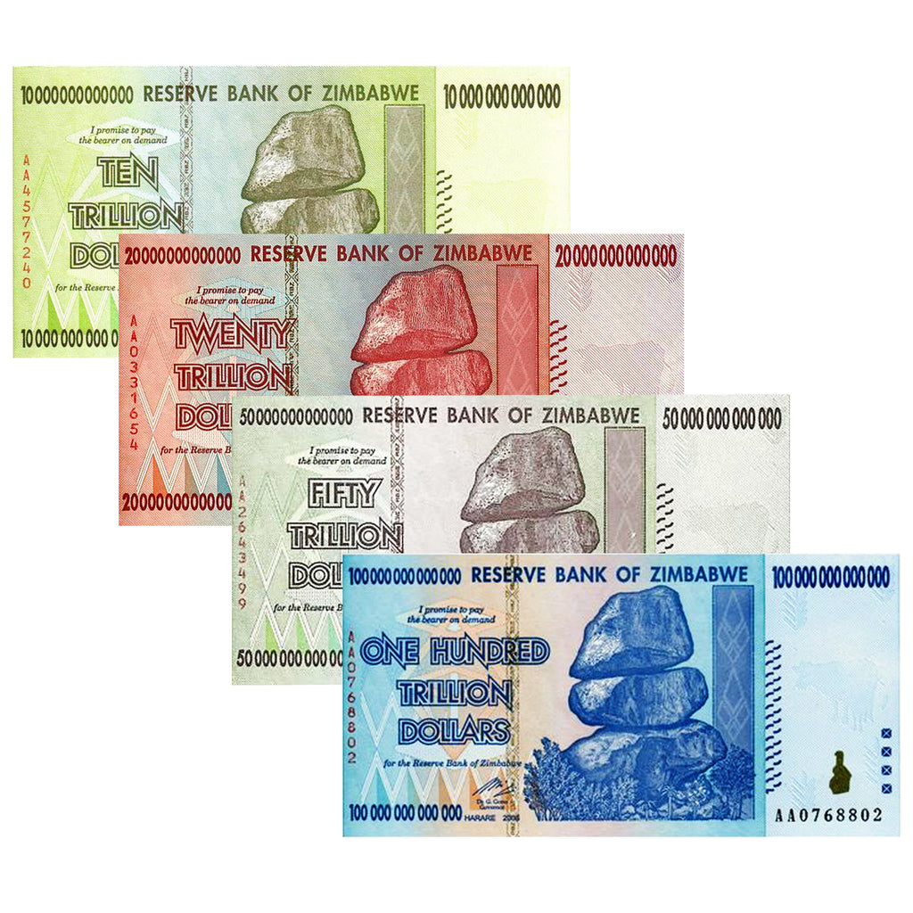Uncirculated Two Zimbabwe 50  Trillion Dollars 100 Trillion Series AA/2008 