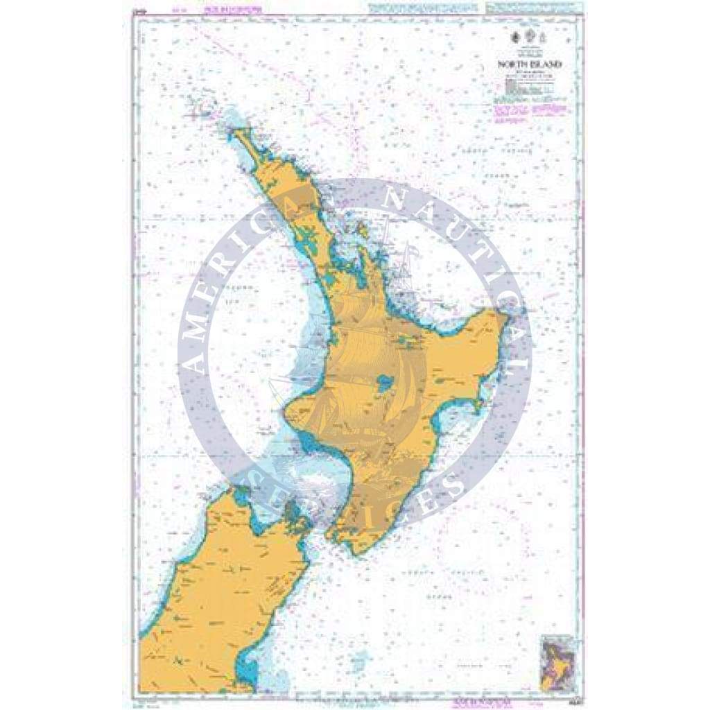 New Zealand Ocean Map British Admiralty Nautical Chart 4640: South Pacific Ocean, New Zealan