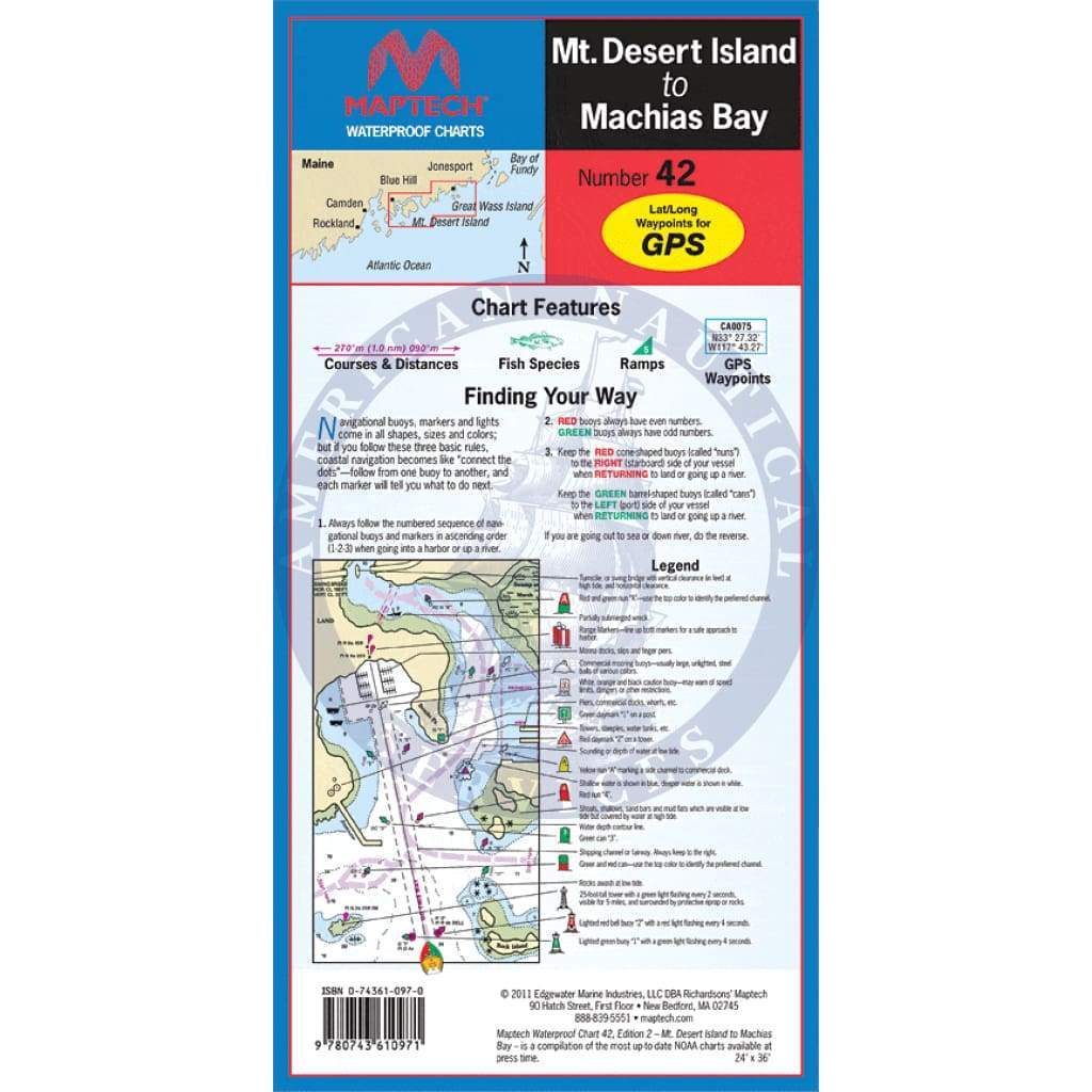 Mt. Desert Island to Machias Bay Waterproof Chart, 2nd Edition Amnautical